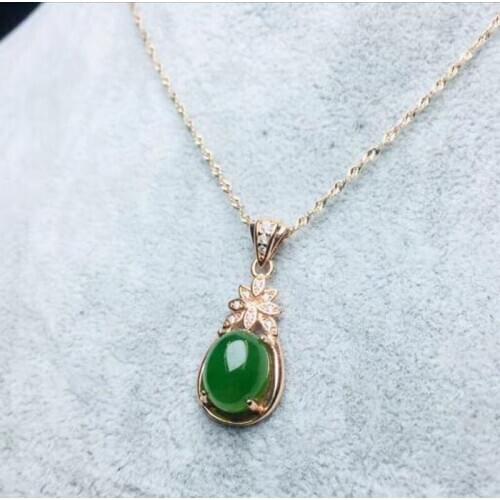 Hot Sale 925 Sterling Silver Natural White Jade Pendant Necklace Gold Chain Gemstones For Women Fine Jewelry Christmas