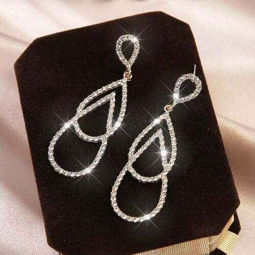 Korean Earrings Fashion Jewelry Long Exaggerated Earrings Female Brinco Geometric Rhinestone Earrings For Women Wholesale