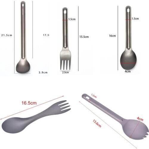 6 Style Outdoor Camping Picnic Titanium Spoon Tableware Titanium Alloy Fork Ultralight Pure Titanium Spork
