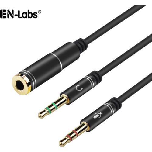 Mini Jack 3.5 Microphone Headphones Y Splitter Adapter Cable,3 5 minjack Stereo Audio & Mic Plug to 4 Pole Jack Headset Earphone