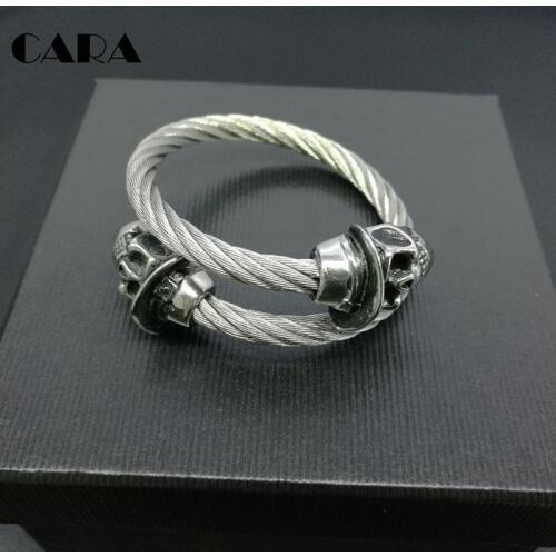 NEW fashion hatted skull men bangles 316L stainless steel punk jewelry couple bracelet men hip hop bracelet bangles CARA0049