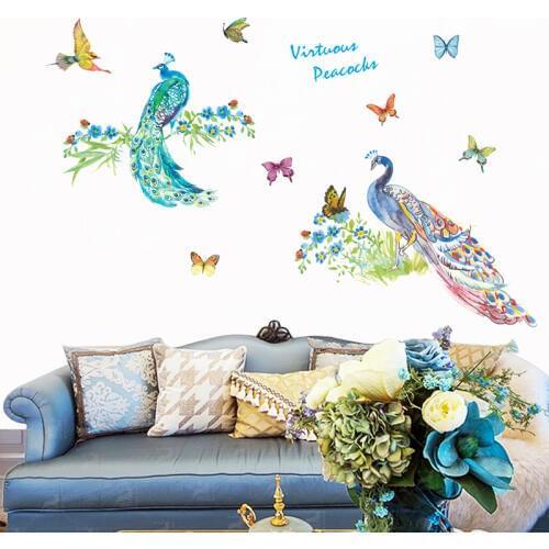 Peacock Wall Stickers 3d Vinyl Wall Decals Living Room Home Decor 3D Bedroom Poster Art Decal Poster Animals Living Room Decor