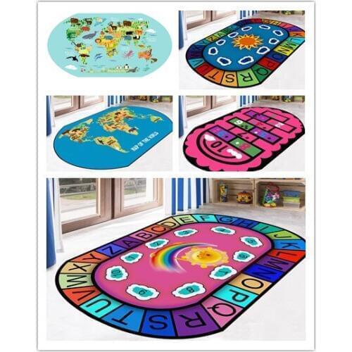 New 3D printing carpet oval living room bedroom bedside blanket children crawling rug game carpet Bay window door mats pad CL401
