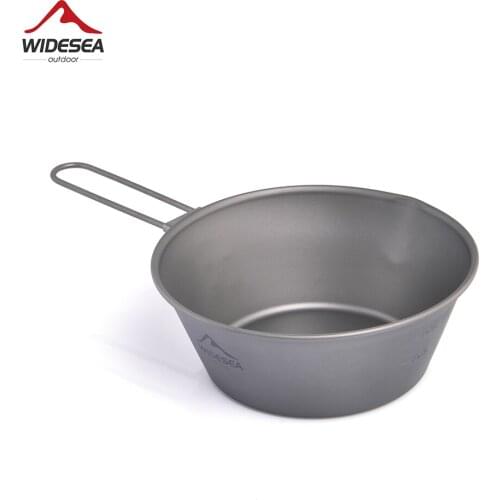 Widesea Camping Titanium Bowl Tableware Cookware Foldable Handle Outdoor Cup Tourism Pot Hiking Backpacking Picnic Fishing
