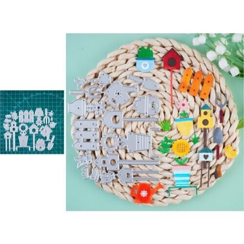 Garden Tool Decor Supplies Set Metal Cutting Dies Stencils DIY Scrapbooking Embossing Paper Card Die Cuts Photo Album Make Craft