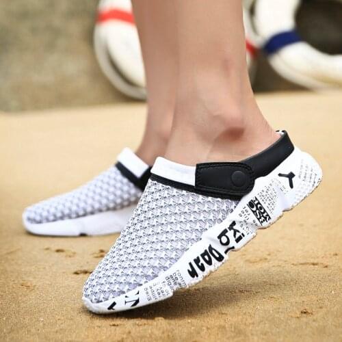 Summer Men Sandals Mesh Casual Shoes Beach Slippers Clogs Male Sneaker Clogs Man Breathable Sandalias Zapatos Hombre Size 39-46
