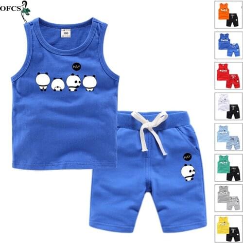 Boys Sports Vest Tank Top+Shorts 2PCS/Set Childrens Clothes Suit 2-12Years Summer Cool New Leisure Cartoon Vest & Cotton Shorts