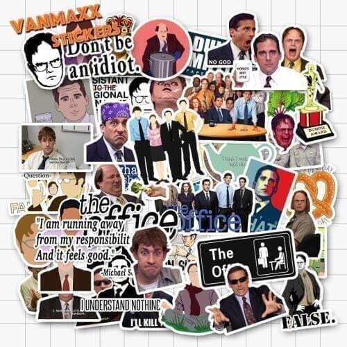 VANMAXX 50 PCS The Office Tv Drama Stickers Waterproof Vinyl Decal for Laptop Helmet Bicycle Luggage Cars