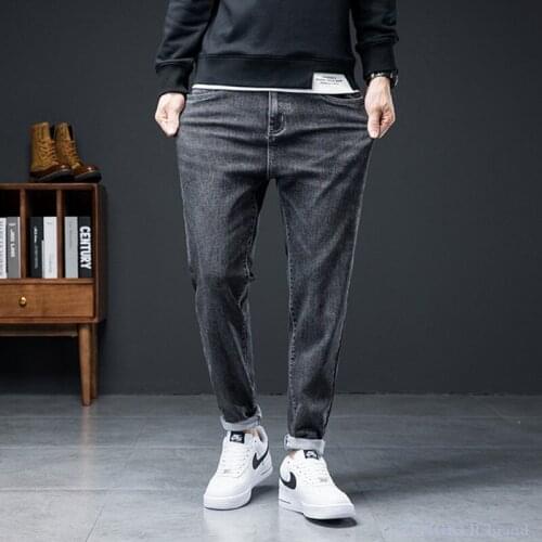 Spring and autumn high stretch Harlan jeans loose feet plus fat plus size trendy fat casual fashion slim long pants 140kg