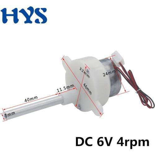 HYS DC Motor 6V 4rpm shaft 52mm Mini Gear Electric 6 v Volt DC3-12V for Display Stands Motor LED Rotating Toys Lamps JS-30
