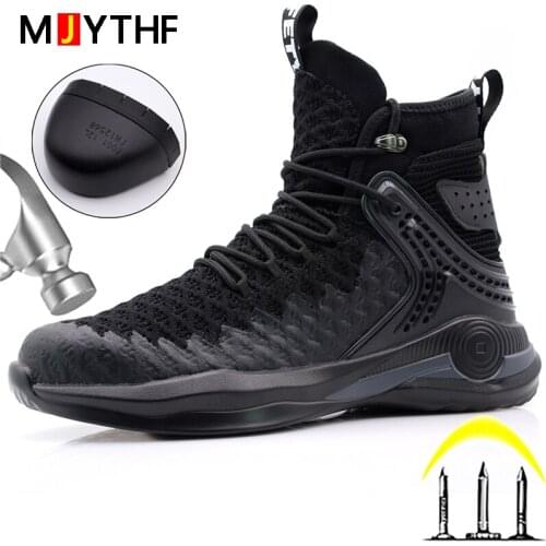 High Top Work Boots Men Plus Size 49 50 Safety Shoes Boots For Men Protective Shoes Puncture-Proof Work Sneakers Steel Toe Shoes