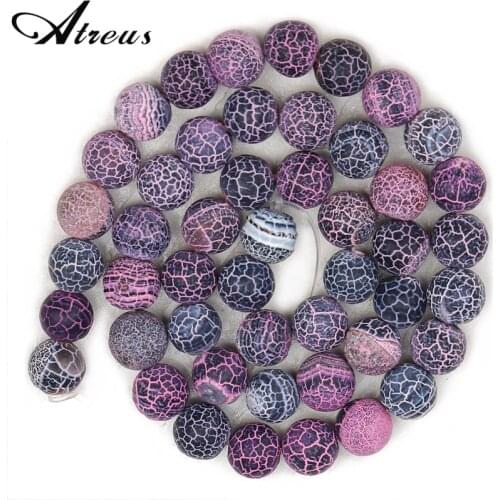 High Quality Matte Frost Cracked Agates Round Beads 6/8/10mm Natural Onyx Stone Loose Beads For Jewelry Making DIY Bracelets