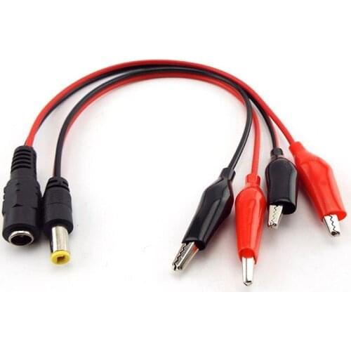 5.5MM 2.1MM Alligator Clip DC Power male female test lead Cable Crocodile Wire Connector To Male 25cm
