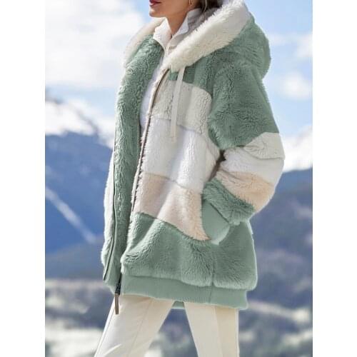 Winter Thick Warm Coat Woman Lapel Long Sleeve Fluffy Hairy Fake Fur Jackets Female Button Pockets Plus Size Overcoat