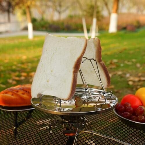 1Pc 4 Slice Outdoor Camping Bread Toast Rack Grill Gas Stoves Cooker Stainless Steel Plates Camping BBQ Toaster Tray