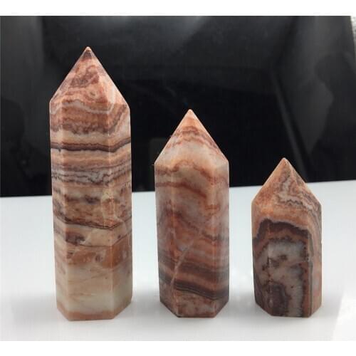 1Pc natural rhodochrosite crystal to improve mood healing point gemstone hexagonal column stone mineral home decoration