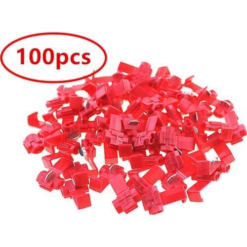 100pcs 22-18 Gauge Double Run Solderless Wire Connectors Tap in Quick Splice Connector Electrical Wire Splice Connectors