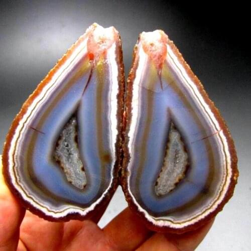 184g Pair of Unpolished Achat Agate Thunderegg Half Geode - crystals and stones healing Mineral specimen Home Decor L0153