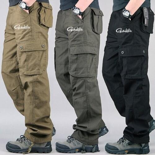 2021 Gamakatsu Pants Men Fishing Pants Summer Solid Multi-pocket Cotton Casual Trousers Sport Loose Pants Men In Sweatpants