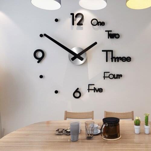 Hot Sale Home Decoration 3d Mirror Clocks Fashion Personality Diy Circular Living Room Big Wall Clock Watch