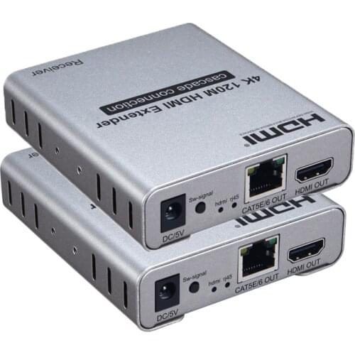 4K 120M HDMI Extender Cascade Connection Over CAT5e CAT6 RJ45 Ethernet LAN Network Cable Extension Splitter Transmitter Receiver