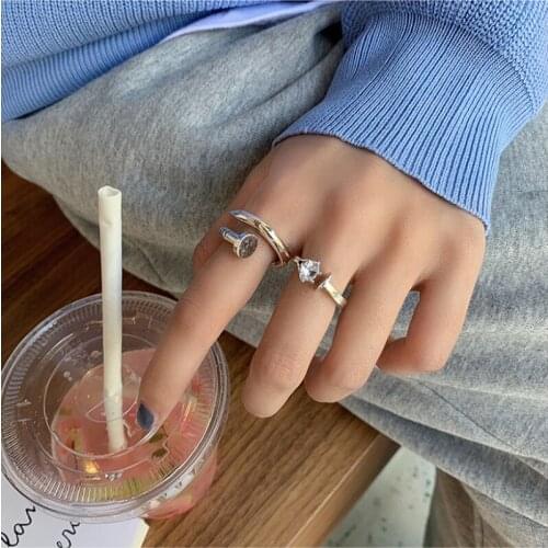 925 Sterling Silver Custom Cross Flower Simple Flat Head Ring Internet Celebrity Fashionable Jewelry Diamond Rings
