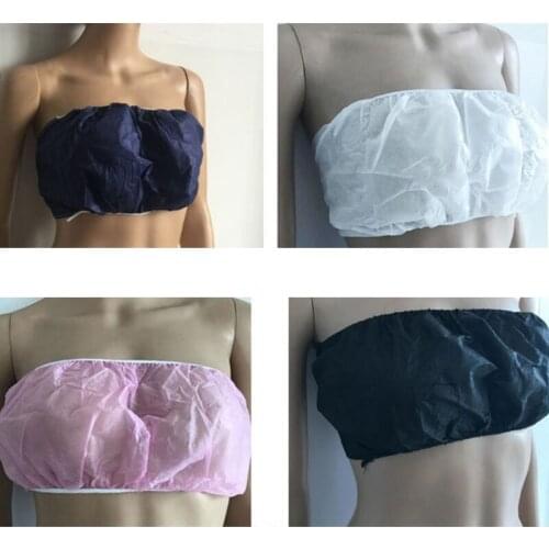 50Pcs/Set Women Non-Woven Disposable Bandeau Bra Strapless Tie Back Strap Bralette Underwear Top Brassieres for Tanning