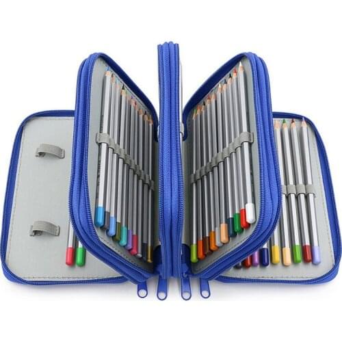 Slots Pencil Case Handy 4 Layers Zipper Colored Pen Holder Bag Large Capacity 72 Slots for Makeup Brush Stationery TS1