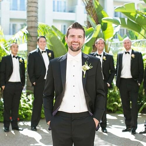 Black Mens Suits Slim Fit Wedding Tuxedos Groom Wear 2Pcs Jacket Pants Bridegroom Blazer Groomsman Prom Suits Costume Homme Best