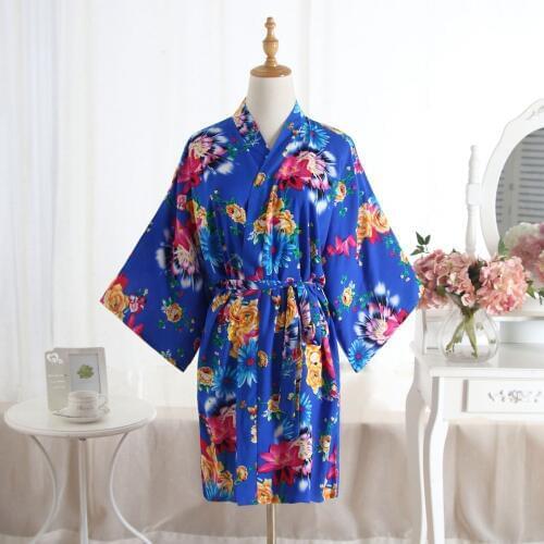 Sexy Female Cotton Kimono Gown Fleral Printing kaftan Robe Short Robe Japan Style Women Mini Bathrobe Sleepwear D081701