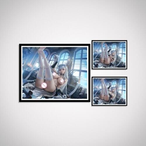 Azur Lane Cartoon Anime Nude Belfast Game Poster Decoration Canvas Wall Room Prints Art Silk Decor Home