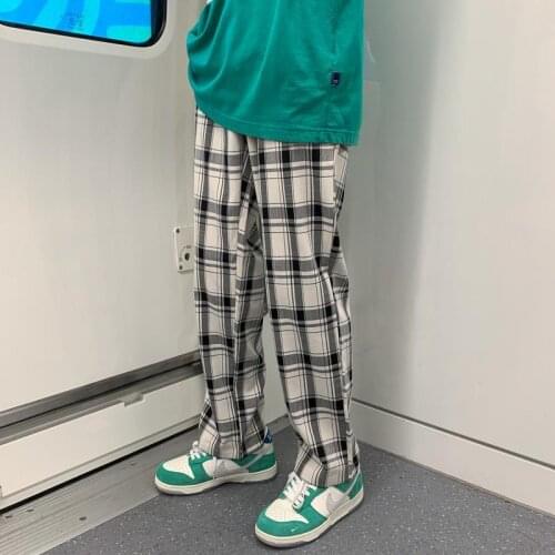 Cool Vintage Hip Hop Plaid Pants Fashion Girl Harajuku Baggy Summer Pants Female Pants Casual Funny Gothic Harajuku Basic Pants