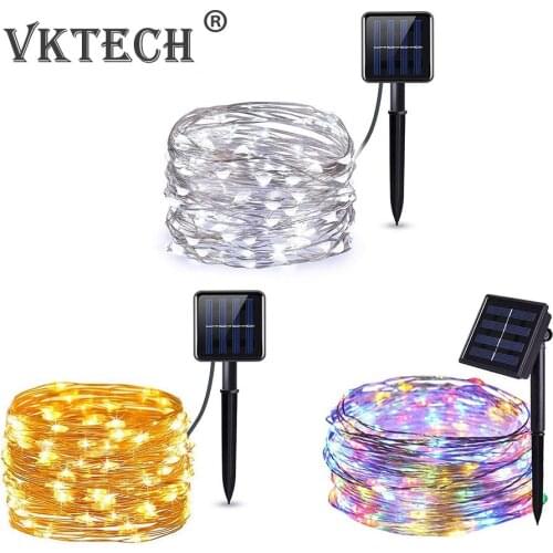 Creative LED Starry Fairy Solar String Light Waterproof Outdoor Indoor Wedding Party Decorative Copper Wire Garland Lamp