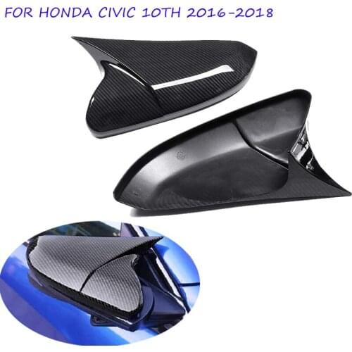 Car Rear View Side Mirror Cover Rearview Mirror Cap Real Carbon Fiber Side Wing Door Mirror Cover For Honda Civic 10th 2016~2018