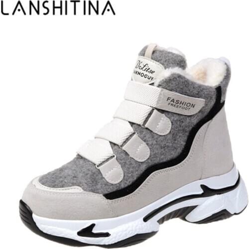 Chunky Sneakers Ankle Boots For Women 2020 Winter Fashion Padded Cotton Boots Platform Womens Keep Warm Plush Shoes Sport Tenis