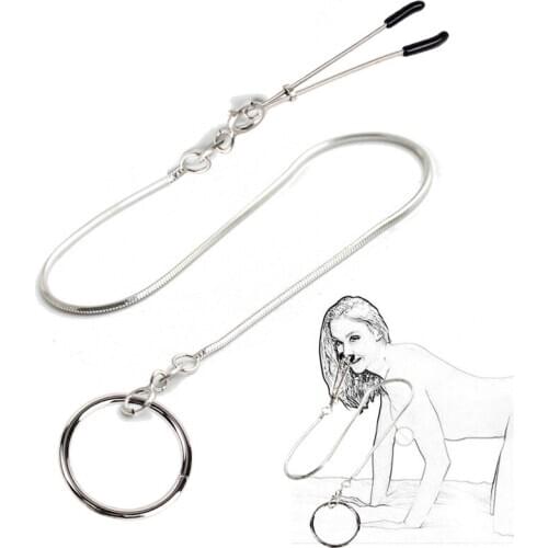 Metal bondage restraint Nose nipple Clamps clips chain leader Exotic Tool Slave BDSM unisex toy for female male couple game
