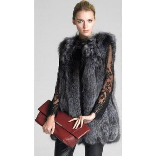 6XL Plus Size Very good quality Fox Fur Vest Coat Winter Women Luxury Faux Fox Fur Vest Furry Slim Woman Fake Fur Vest wj1546