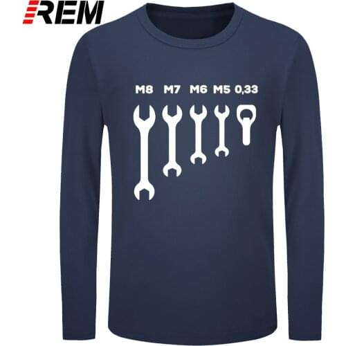 REM long sleeve Mens funny wrench jaw spanner beer car mechanic gift t shirt Design Round Collar O neck Fitness Funny shirt