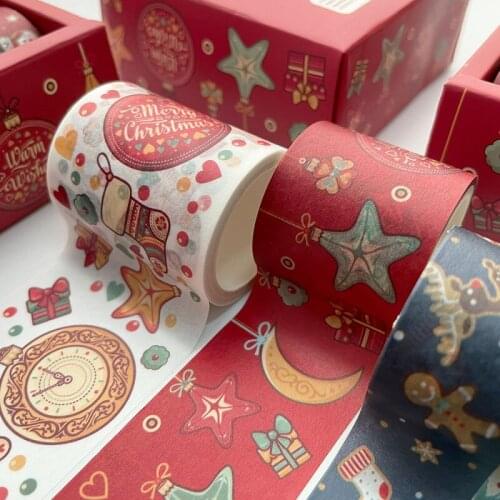 6PCS/lot Christmas Pattern Masking Tape Set DIY Hand Account Craft Scrapbook Journal Gift Box Decoration Material