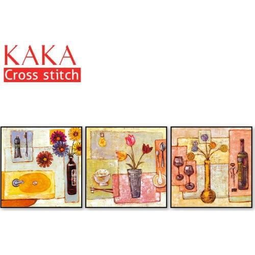 Cross stitch kits,Embroidery needlework sets with printed pattern,11CT-canvas for Home Decor Painting,Flowers Full NCKF063