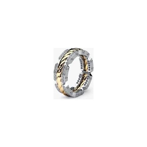 New Trendy Bohemian Crystal Inlaid Ring Mens Ring Fashion Metal Rope Ring Ring Accessories Party Jewelry