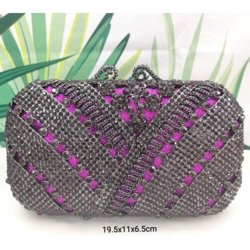XIYUAN New Arrival Gold/Purple/Silver Rhinestone Clutches Bags For Women Diamond Evening Bags Clutch Bag Purse Small For Wedding