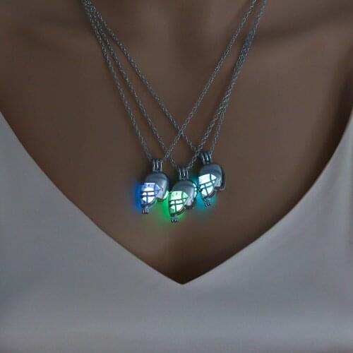 New Glowing Necklace Women Fashion Head mask Hollow Luminous Stone Necklaces Glow in the Dark Pendant Necklace Bijoux