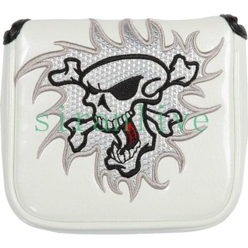 New Skull Golf Putter Cover Large Mallet Golf Head Cover Magnetic Closure Red White Blue Fit For Most Brand
