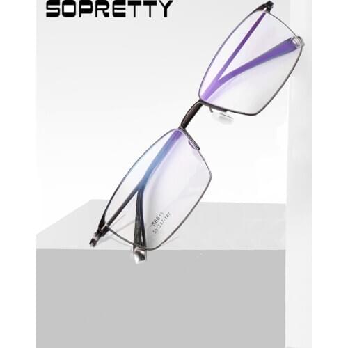 Full Frame Simple Business Myopia Metal Alloy Glasses Frame, Mens Prescription Eyeglasses Frames size: 55-17-147 F6611