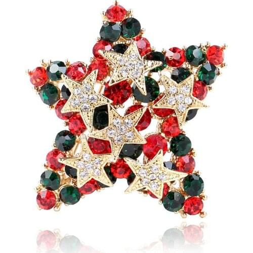 Europe and the United States popular hot clothing creative Christmas decoration five-star brooch
