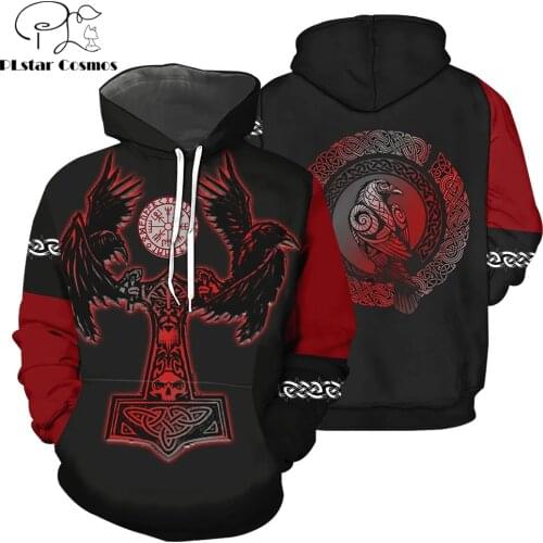 Drop shipping 2019 Fashion Men Hoodies Viking tattoo pattern 3D All Over Printed Sweatshirt/zip Hoodie Harajuku Streetwear WO548