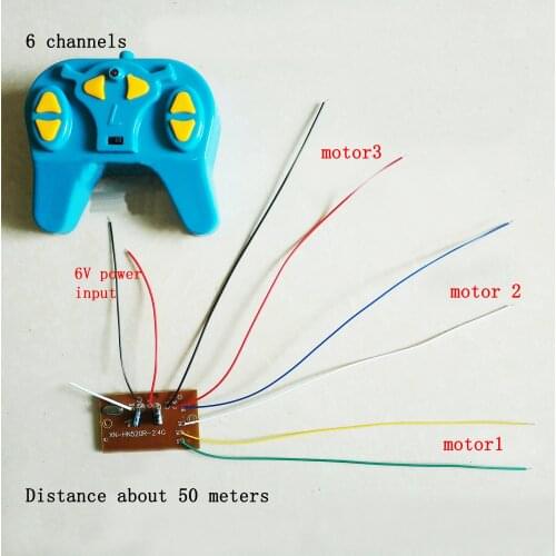 2.4G 6 Channels 50 Meters Remote Controller Transmitter Receiver 4.5-6V for DIY RC Car/Boat Models 130 Motors