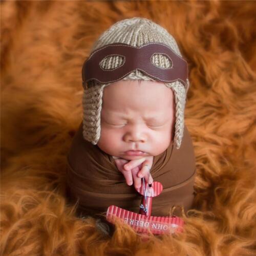 Newborn Phtography Props Baby Hat With Eye Patch Baby Flight Hat Infant Brown Wraps Studio Creative Props Baby Shoot Accessories