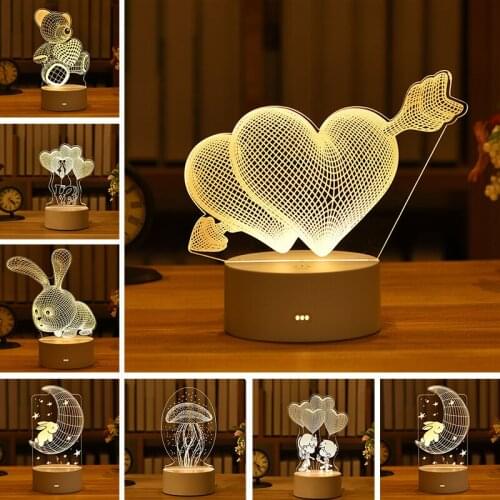 Romantic Love 3D Lamp Heart-shaped Balloon Acrylic LED Night Light Decorative Table Lamp Valentines Day Sweetheart Wifes Gift